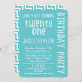 Blauwe look die 21-jarige uitnodiging draait (Voorkant / Achterkant)
