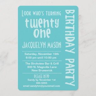 Blauwe look die 21-jarige uitnodiging draait