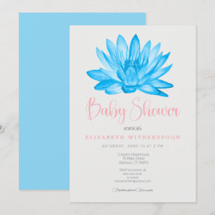 blauwe lotus bloem baby Shower Uitnodiging stijlvo