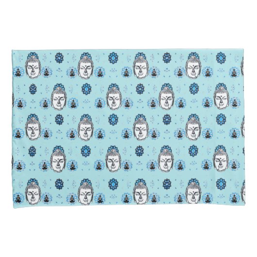 Blauwe Lotus Buddha-Kussenslopen, standaardformaat Kussensloop (Voorkant-Rechts)