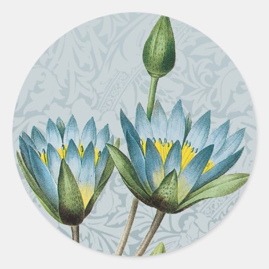 Blauwe Lotus Floral Sticker Envelope Seal (Voorkant)