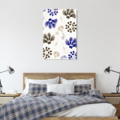 Blauwe Lotus Floral tekening Canvas Afdruk (Insitu (Slaapkamer))
