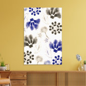 Blauwe Lotus Floral tekening Canvas Afdruk (Insitu (Woonkamer))