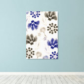 Blauwe Lotus Floral tekening Canvas Afdruk (Insitu (Houten vloer))