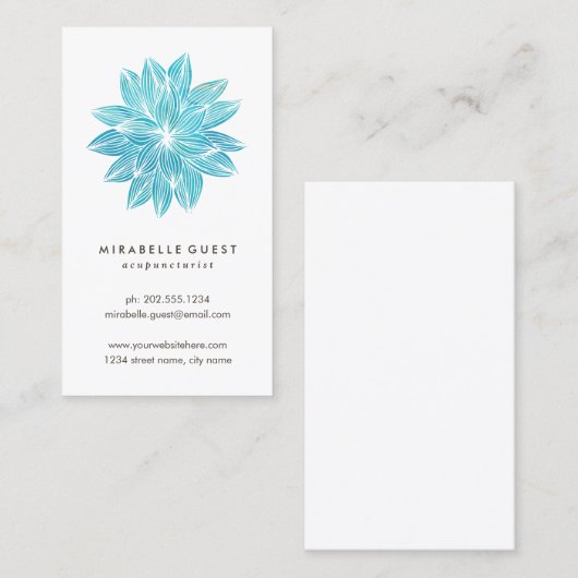Blauwe Lotus | Florence-Waterverf Visitekaartje (Voorkant / Achterkant)