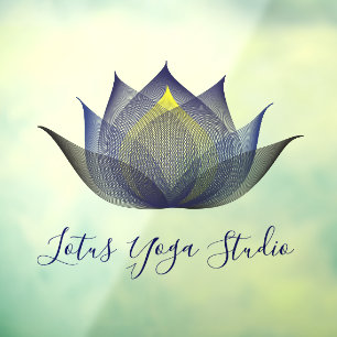 Blauwe Lotus Flower Art ellegant Unique Yoga Studi Raamsticker
