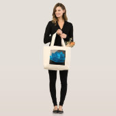 Blauwe Lotus Flower Grote Tote Bag (Voorkant (model))