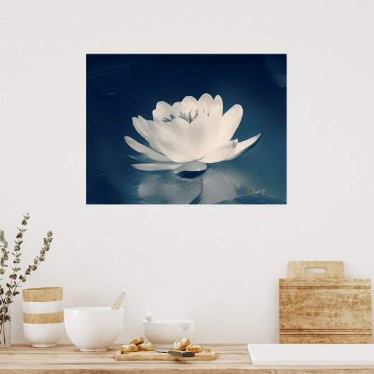 Blauwe Lotus Flower Poster (Keuken)