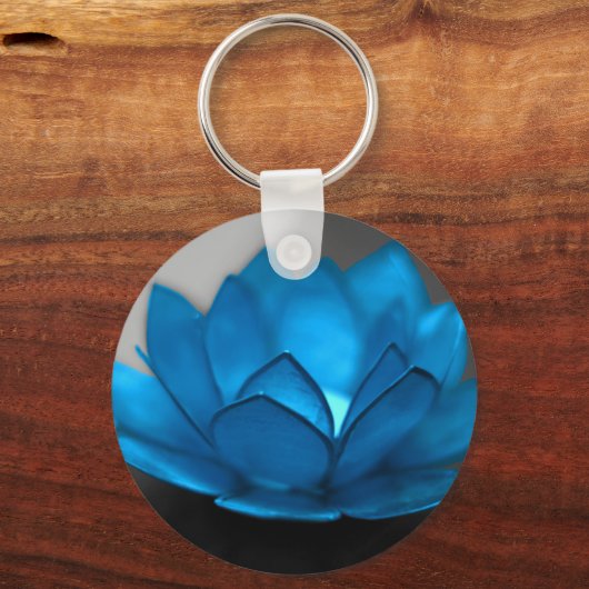 Blauwe Lotus Flower Sleutelhanger (Voorkant)