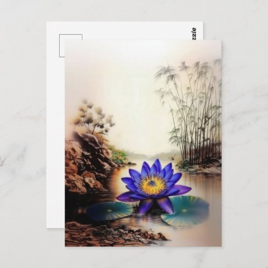 Blauwe Lotus komt uit modderige wateren (Vietnamee Briefkaart (Voorkant / Achterkant)