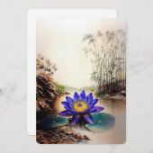 Blauwe Lotus komt uit modderige wateren (Vietnamee Feestdagenkaart (Voorkant / Achterkant)