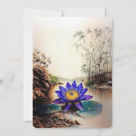 Blauwe Lotus komt uit modderige wateren (Vietnamee Feestdagenkaart