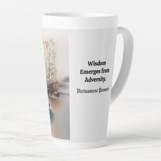 Blauwe Lotus komt uit modderige wateren (Vietnamee Latte Mok (Rechterhoek)