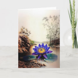 Blauwe Lotus komt uit modderige wateren (Vietnamee Notitiekaartje