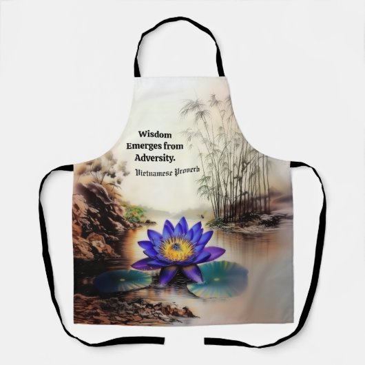 Blauwe Lotus komt uit modderige wateren (Vietnamee Schort (Voorkant)