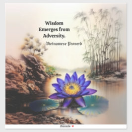 Blauwe Lotus komt uit modderige wateren (Vietnamee Sticker