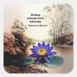 Blauwe Lotus komt uit modderige wateren (Vietnamee Vierkante Sticker