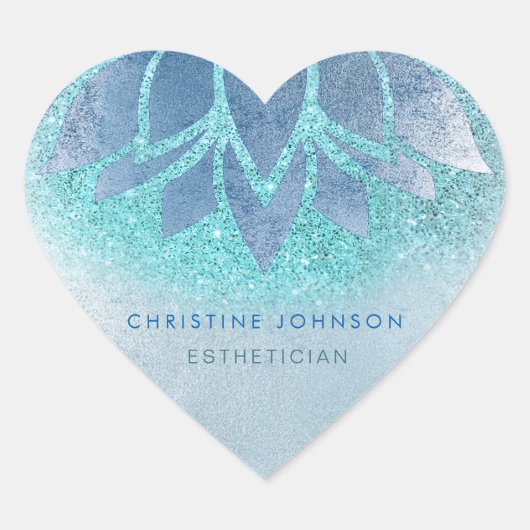 Blauwe Lotus logo Hart Sticker (Voorkant)