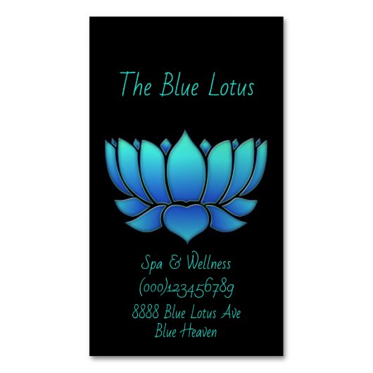 blauwe lotus - magnetisch visitekaartje (Voorkant Verticaal)
