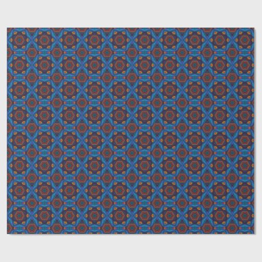 Blauwe Lotus Mandala Abstracte cadeauverpakking Cadeaupapier (Vlak)