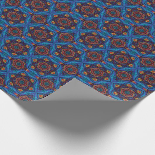 Blauwe Lotus Mandala Abstracte cadeauverpakking Cadeaupapier (Hoek)