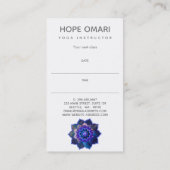 Blauwe Lotus Mandala Afsprakenkaartje (Achterkant)
