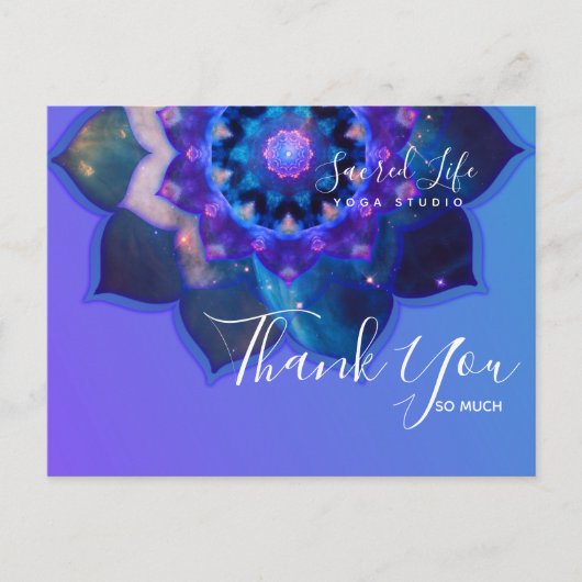 Blauwe Lotus Mandala Briefkaart (Voorkant)