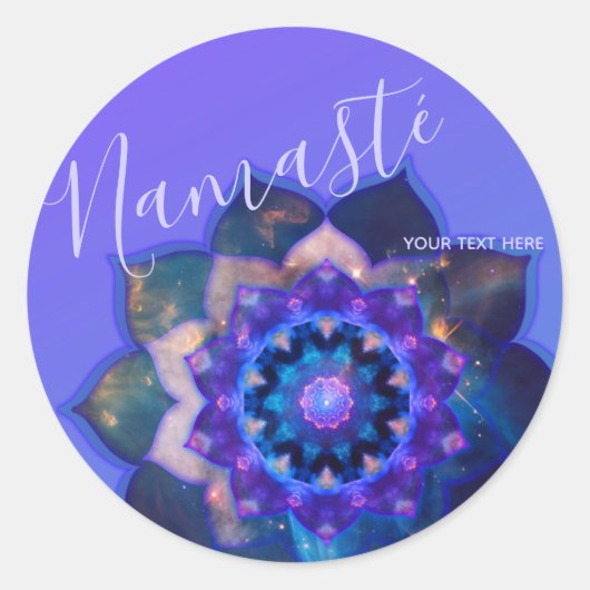 Blauwe Lotus Mandala Ronde Sticker (Voorkant)
