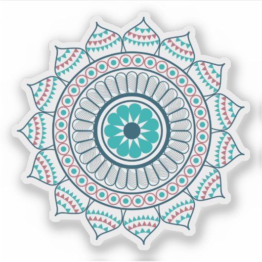 Blauwe Lotus mandala Sticker (Voorkant)