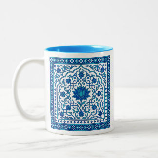 Blauwe Lotus Mandala Tegel Tweekleurige Koffiemok