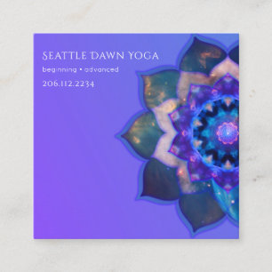 Blauwe Lotus Mandala Vierkante Visitekaartje