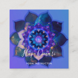 Blauwe Lotus Mandala Vierkante Visitekaartje