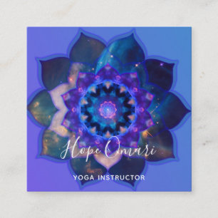 Blauwe Lotus Mandala Vierkante Visitekaartje