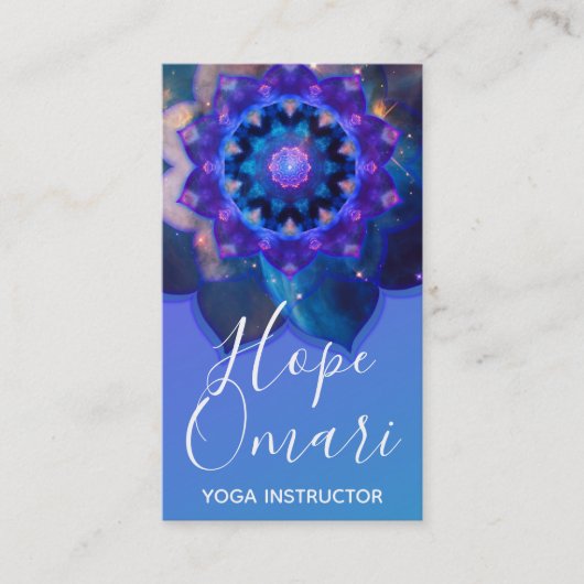 Blauwe Lotus Mandala Visitekaartje (Voorkant)