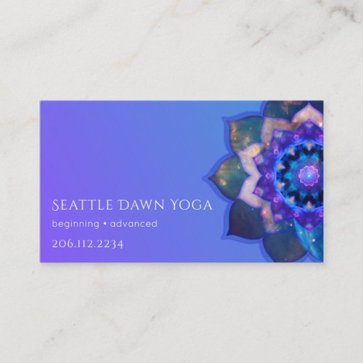 Blauwe Lotus Mandala Visitekaartje (Voorkant)