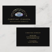 Blauwe lotus op zwarte achtergrond visitekaartje (Voorkant / Achterkant)