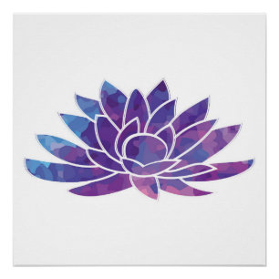 Blauwe Lotus Paarse Lotus Design Flower Art Perfect Poster