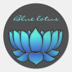 blauwe lotus ronde sticker