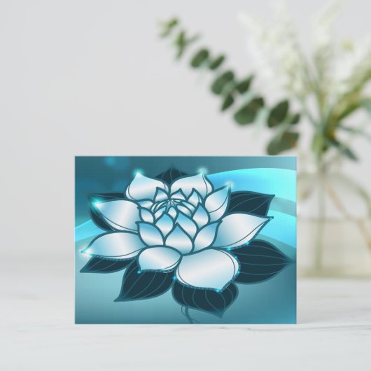 Blauwe Lotus Spirituele Fijne Bloemenkunst Briefkaart (Staand voorkant)