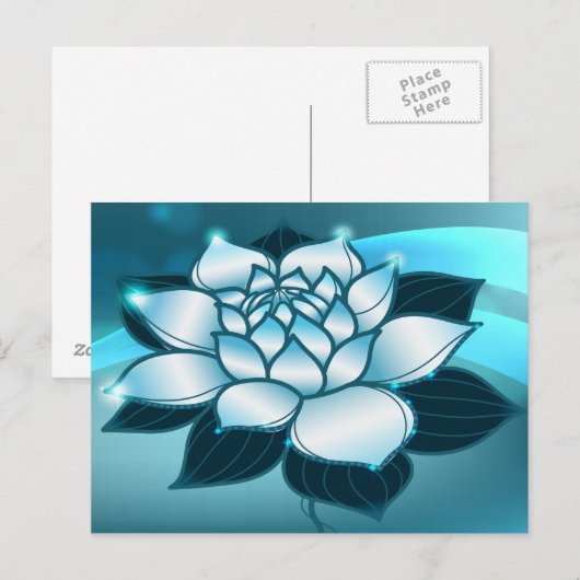Blauwe Lotus Spirituele Fijne Bloemenkunst Briefkaart (Voorkant / Achterkant)