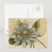 Blauwe Lotus-ventilator op Tan-achtergrond met sch Briefkaart (Voorkant / Achterkant)