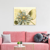 Blauwe Lotus-ventilator op Tan-achtergrond met sch Canvas Afdruk (Insitu (Woonkamer))