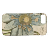 Blauwe Lotus-ventilator op Tan-achtergrond met sch Case-Mate iPhone Case (Achterkant (Horizontaal))