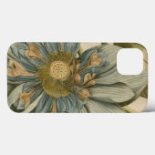 Blauwe Lotus-ventilator op Tan-achtergrond met sch Case-Mate iPhone Case (Achterkant (horizontaal))