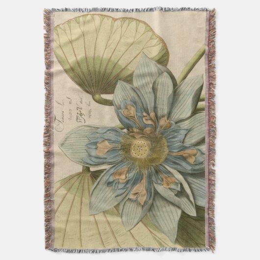 Blauwe Lotus-ventilator op Tan-achtergrond met sch Deken (Voorkant Verticaal)