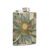 Blauwe Lotus-ventilator op Tan-achtergrond met sch Heupfles (Rechts)