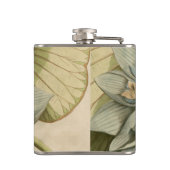 Blauwe Lotus-ventilator op Tan-achtergrond met sch Heupfles (Achterkant)