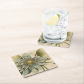 Blauwe Lotus-ventilator op Tan-achtergrond met sch Kartonnen Onderzetters (Insitu)