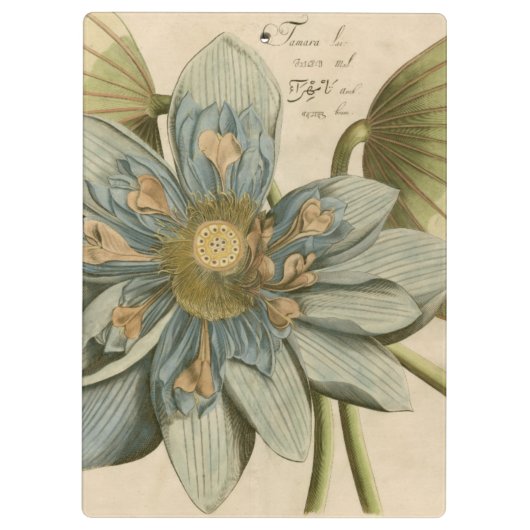 Blauwe Lotus-ventilator op Tan-achtergrond met sch Klembord (Achterkant)