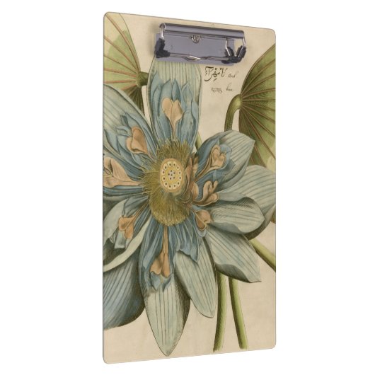 Blauwe Lotus-ventilator op Tan-achtergrond met sch Klembord (Rechts)